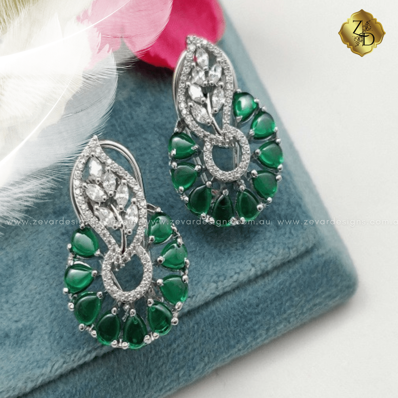 Green diamond store earrings studs