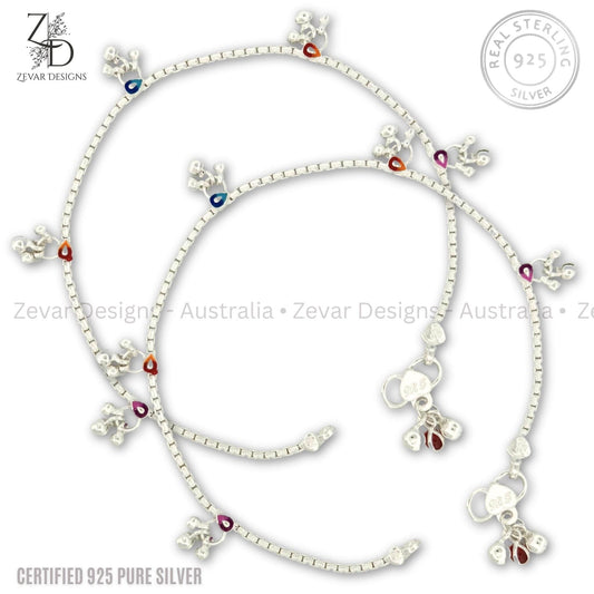 Zevar Designs - Australia’s Premium Fashion Jewellery Store Women Silver 925 Sterling Silver Anklets Pair