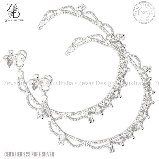 Zevar Designs - Australia’s Premium Fashion Jewellery Store Women Silver 925 Sterling Silver Anklets Pair