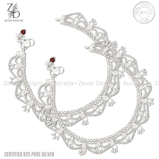 Zevar Designs - Australia’s Premium Fashion Jewellery Store Women Silver 925 Sterling Silver Anklets Pair