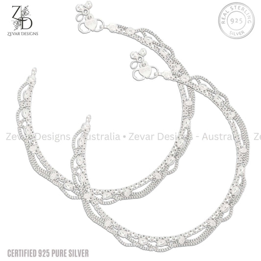 Zevar Designs - Australia’s Premium Fashion Jewellery Store Women Silver 925 Sterling Silver Anklets Pair