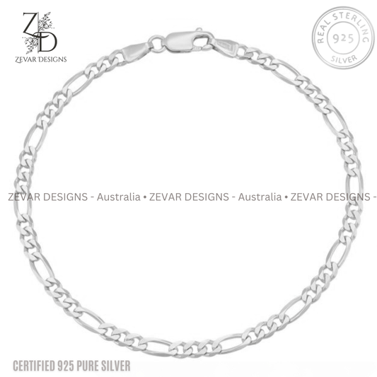 Zevar Designs - Australia’s Premium Fashion Jewellery Store Men Silver Perfect Gift - Men’s Figaro Bracelet in Sterling Silver