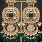 Zevar Designs Designer Earrings Kundan Polki Chandbali Earrings - Emerald Green