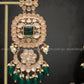 Zevar Designs Designer Earrings Kundan Polki Chandbali Earrings - Emerald Green