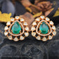 Zevar Designs Kundan Studs Moissanite Studs -Emerald Green Doublet stone