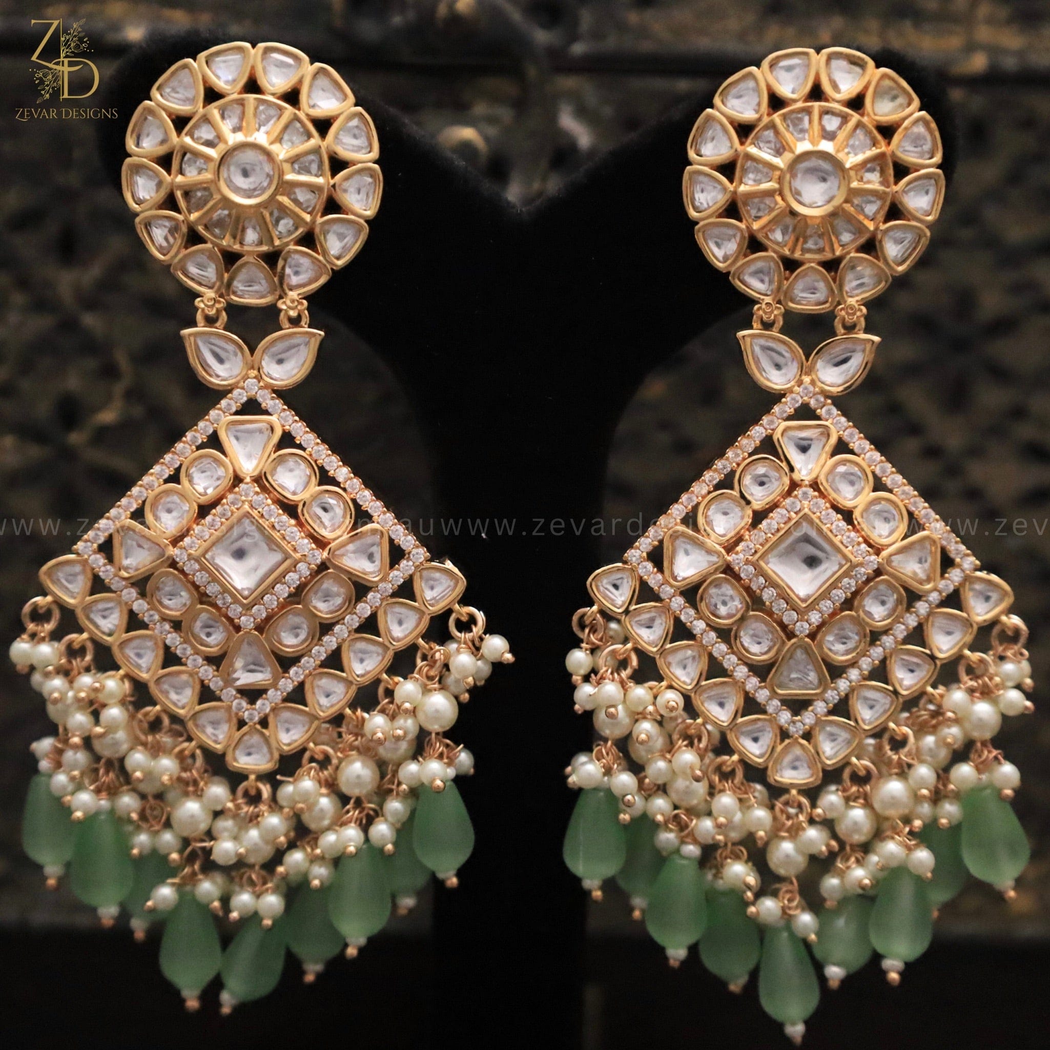 Beautifully Designed Gold Plated Kundan Earrings For Women