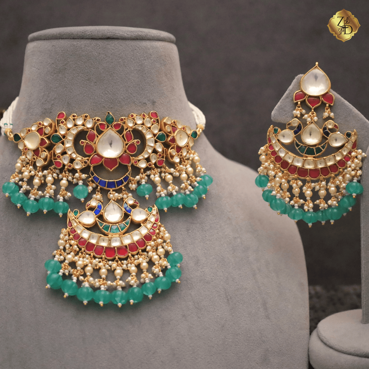 Zevar Designs Necklace Sets ‘SABYASACHI’ inspired Multicolor Pachi Kundan Choker Set