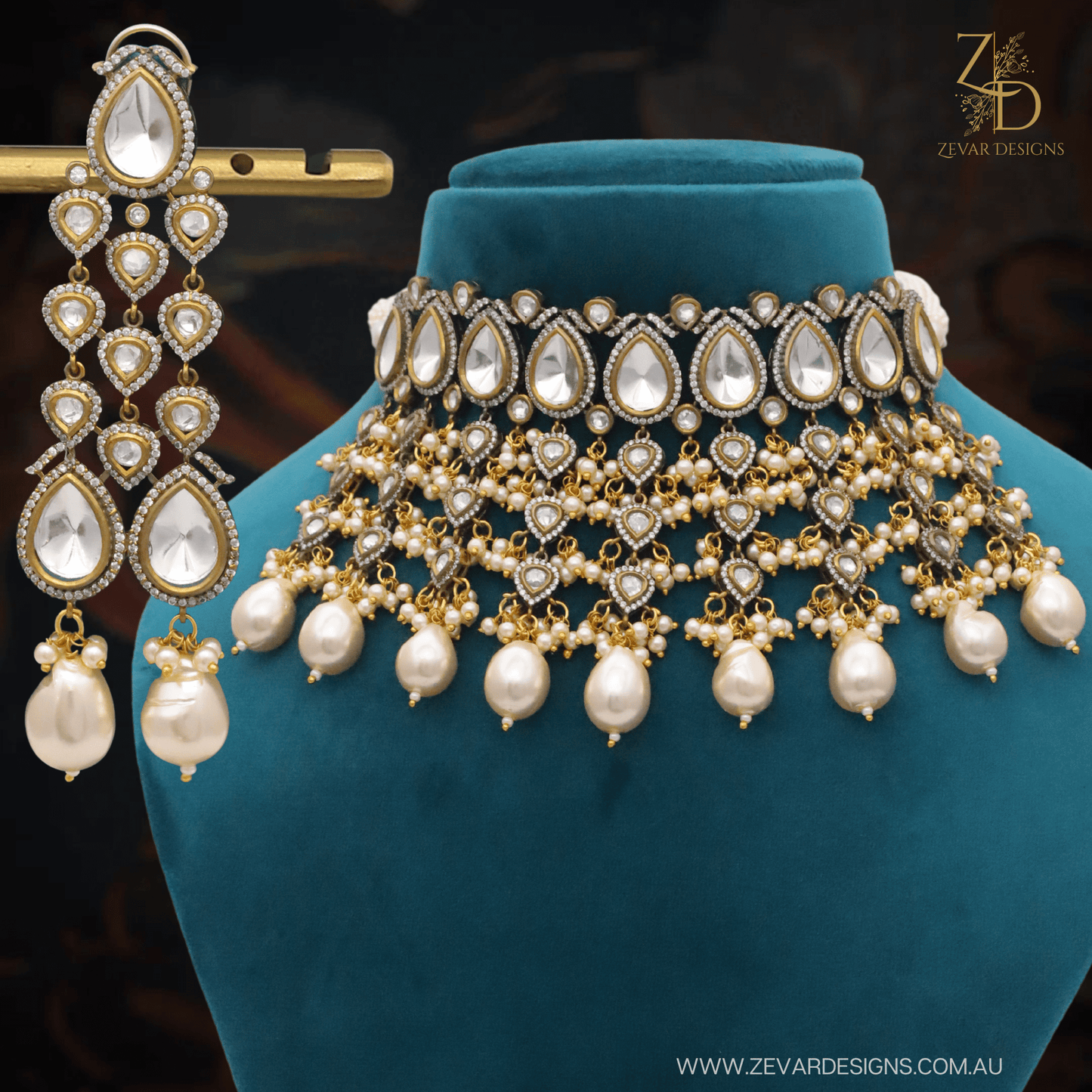 Kundan polki shop choker set