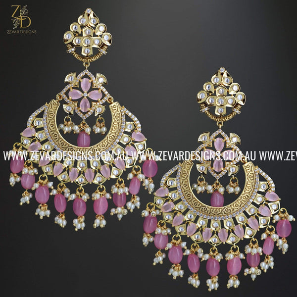 Kundan and Polki Chandbali Earrings