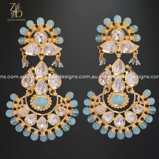 Zevar Designs Kundan Earrings Kundan Earrings - Powder Blue