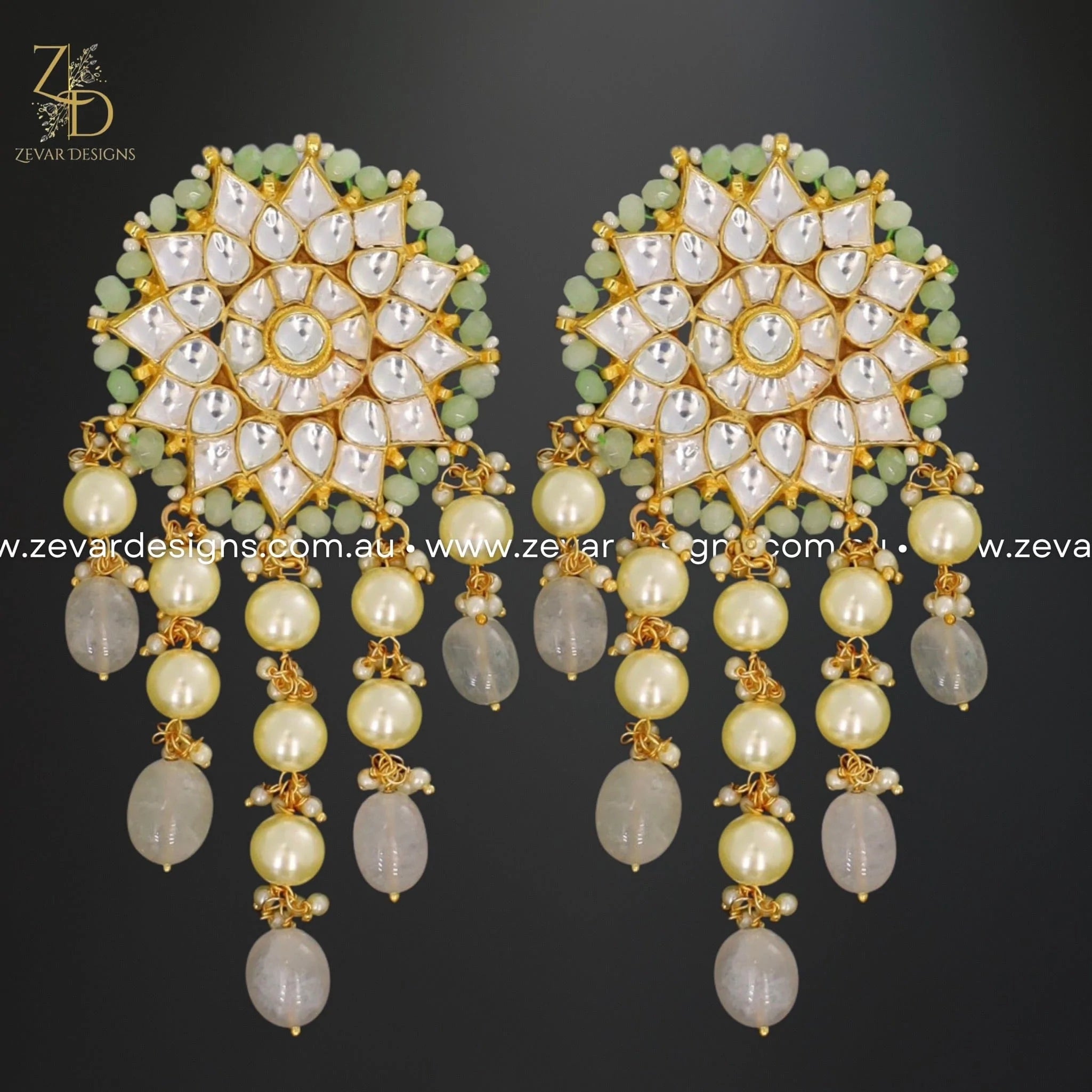 Green meena Kundan earrings | aim-couture