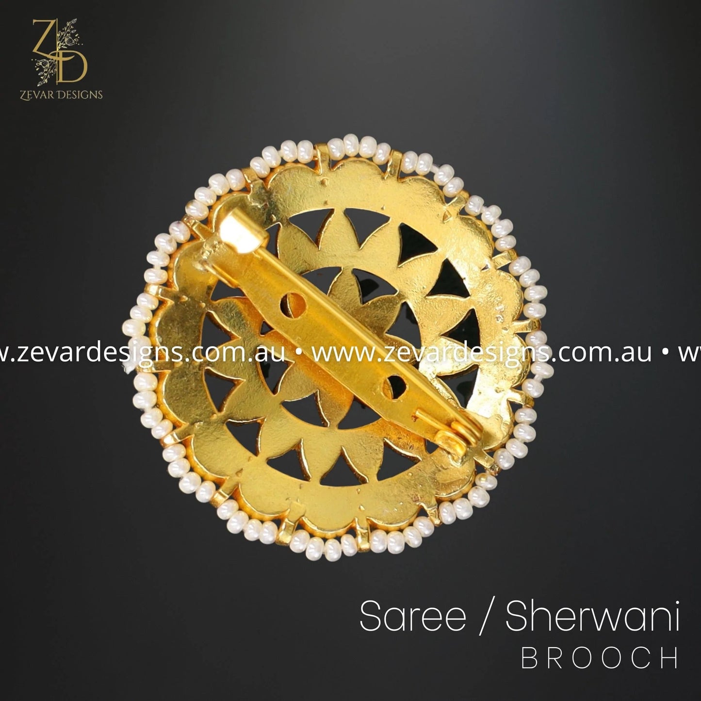 Zevar Designs Accessories Pachi Kundan Saree/Sherwani Brooch - Multicolour